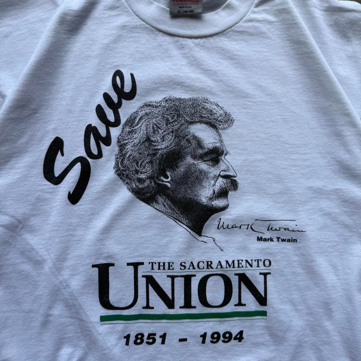 Vintage 90s Save the Union Mark Twain Art T-Shirt - X-Large
