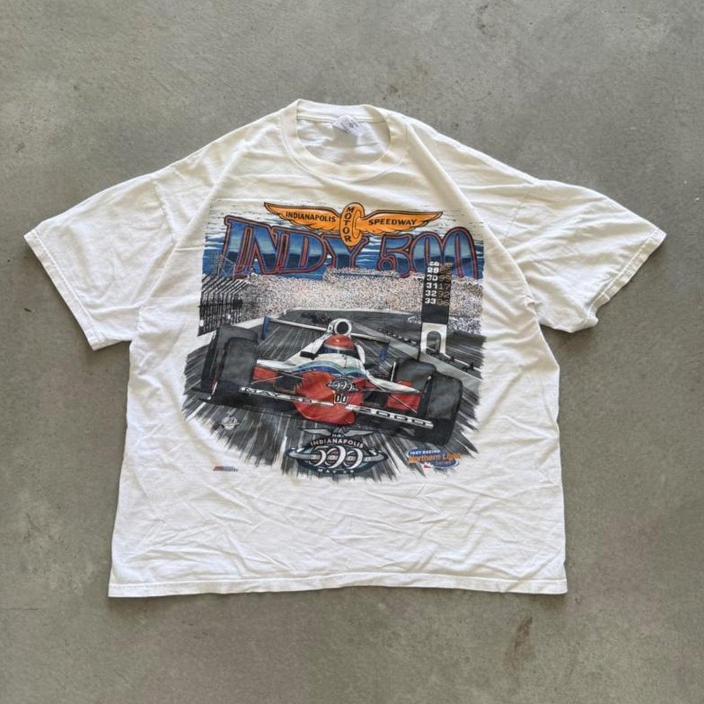 Vintage Indy 500 Racing Race Car T-Shirt - X-Large