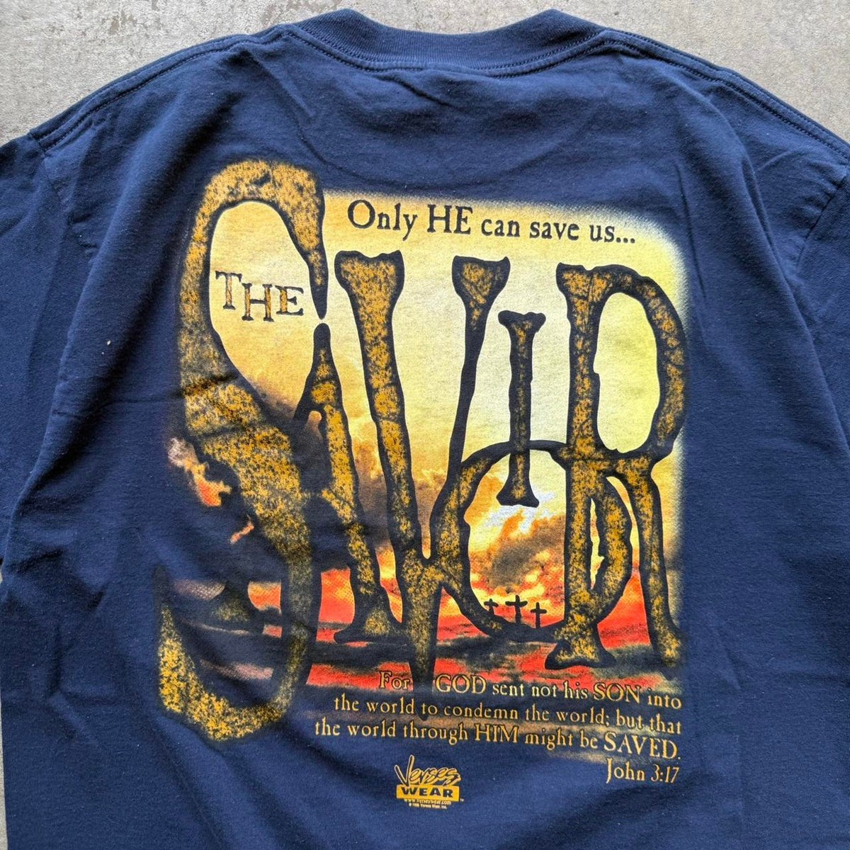 Vintage 90s Only He Can Save Us Jesus Bible T-Shirt - X-Large