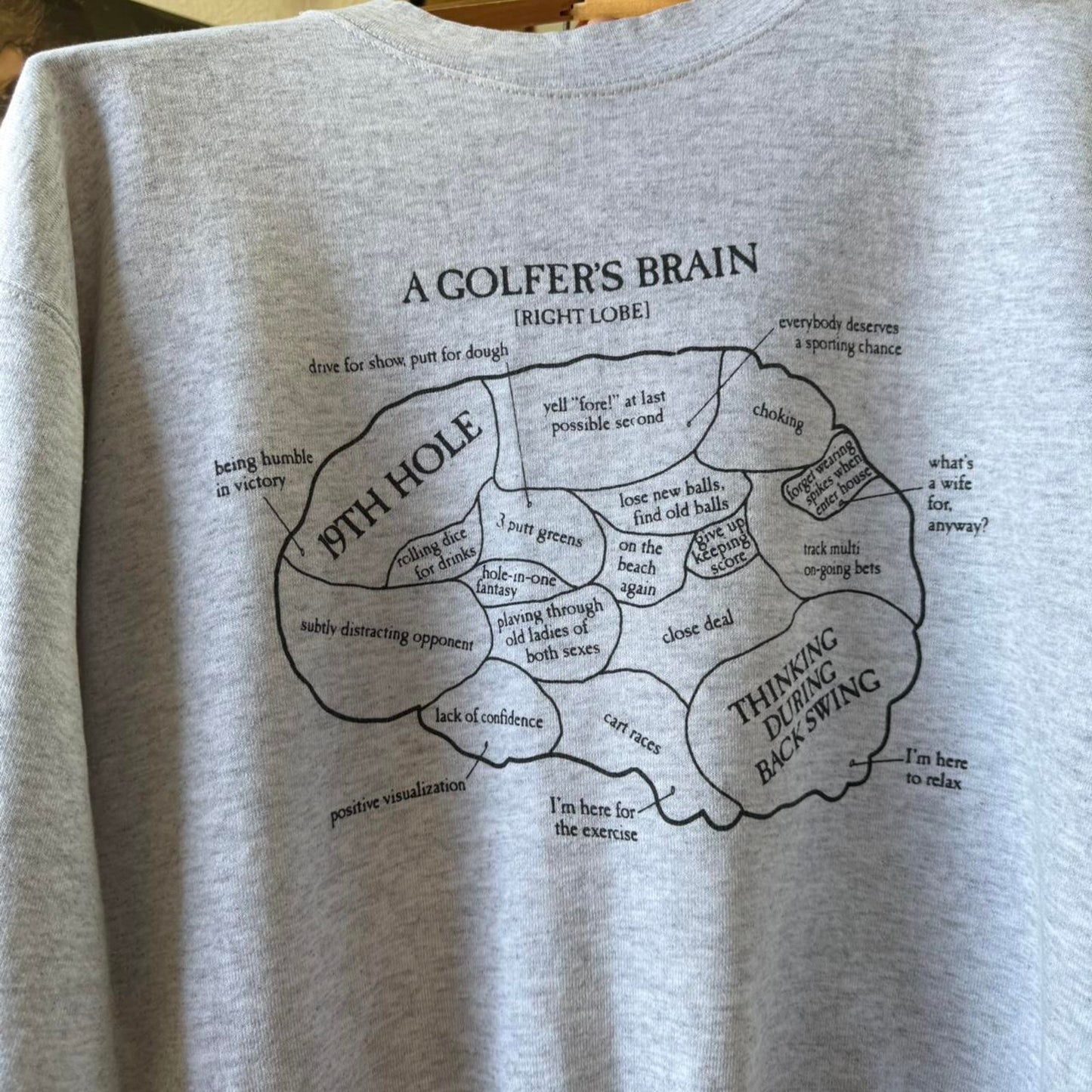 Vintage 90s A Golfers Brain Humor Comedy Crewneck - X-Large