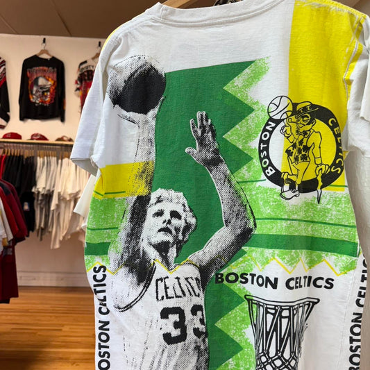 Vintage 90s Boston Celtics NBA Basketball AOP Magic Johnson T-Shirt