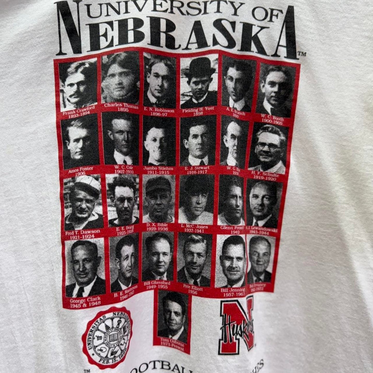 Vintage 90s Nebraska Huskers Head Football Coach T-Shirt