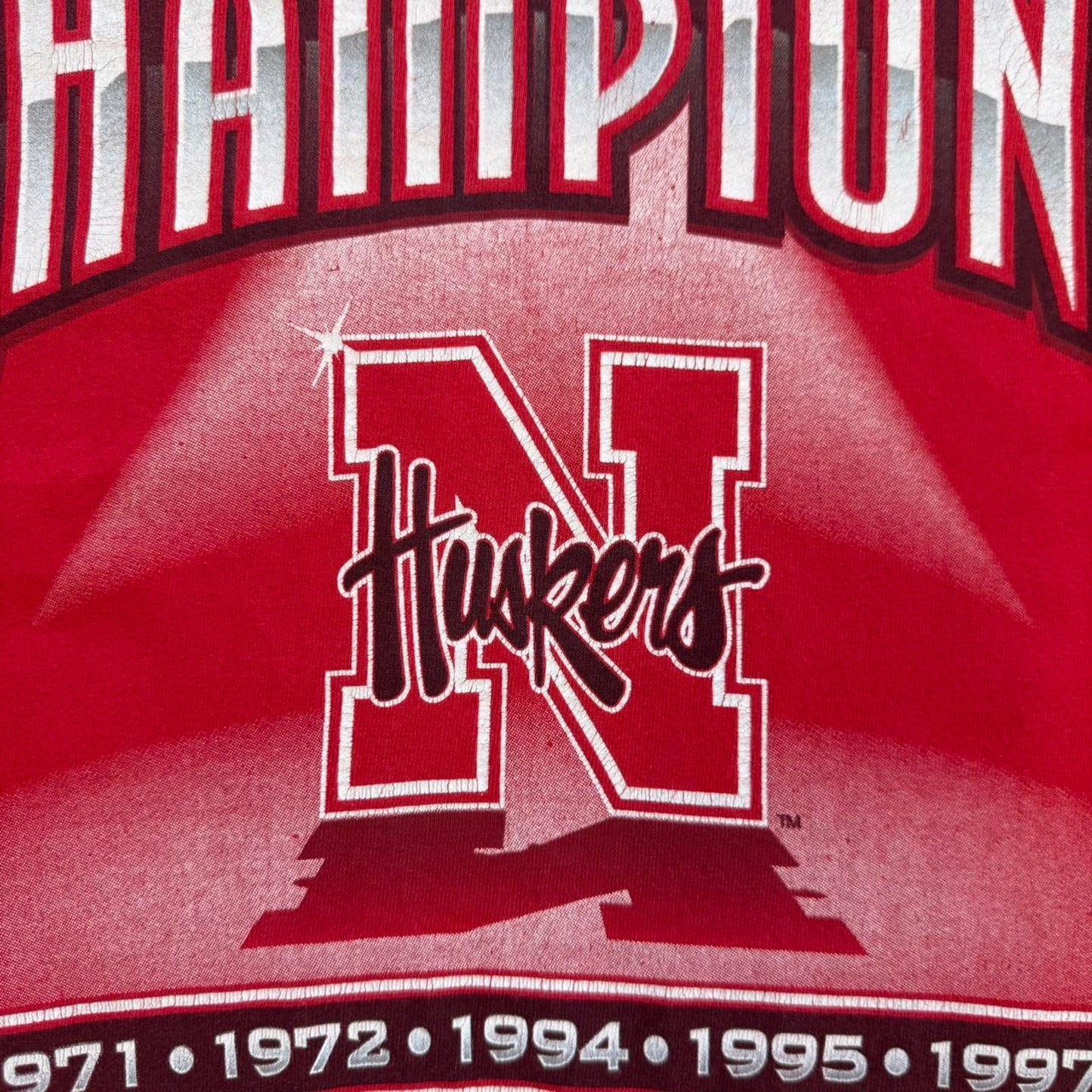 Vintage 1997 Nebraska Huskers Champions T-Shirt - Large
