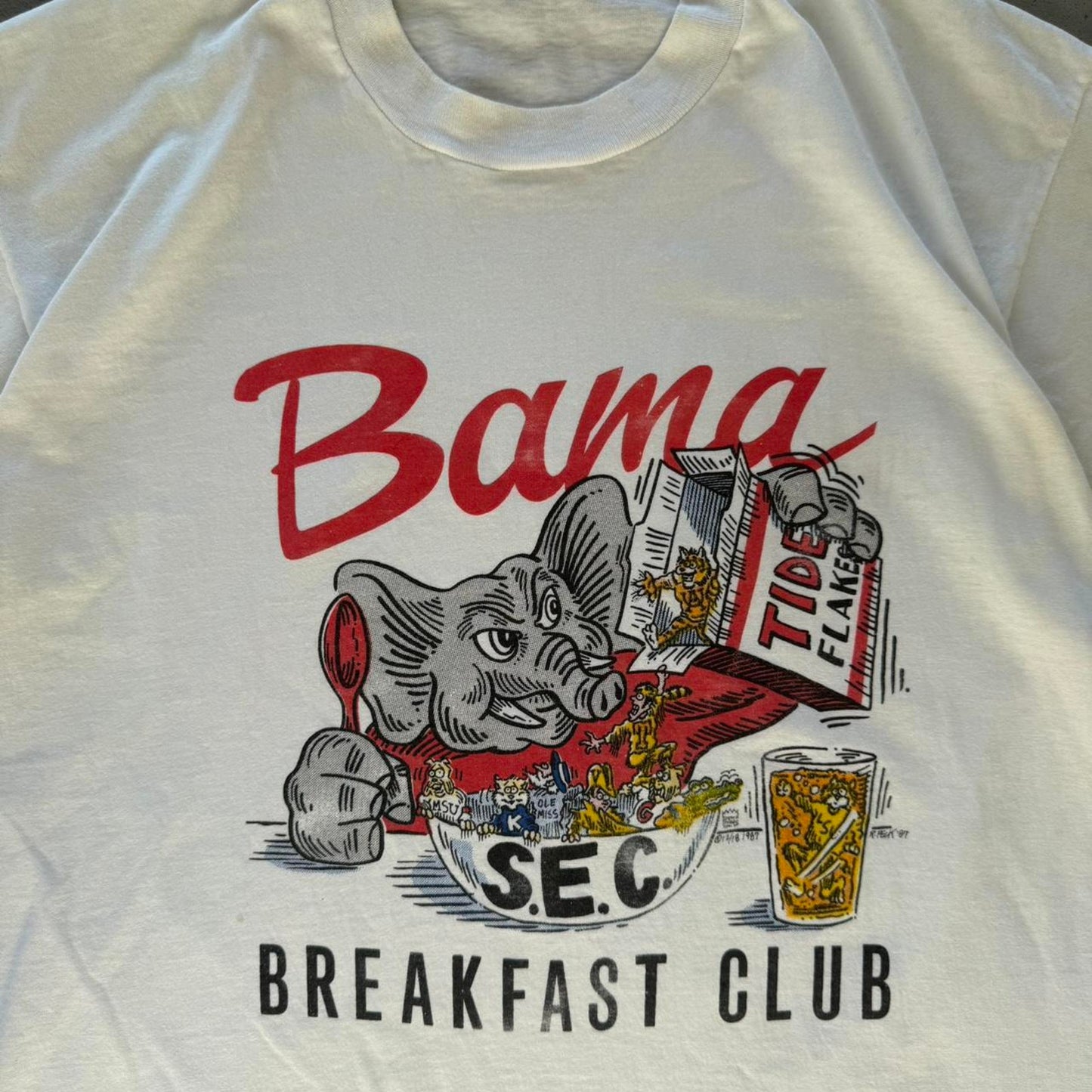 Vintage 80s Alabama Breakfast Club SEC Cartoon T-Shirt - X-Large