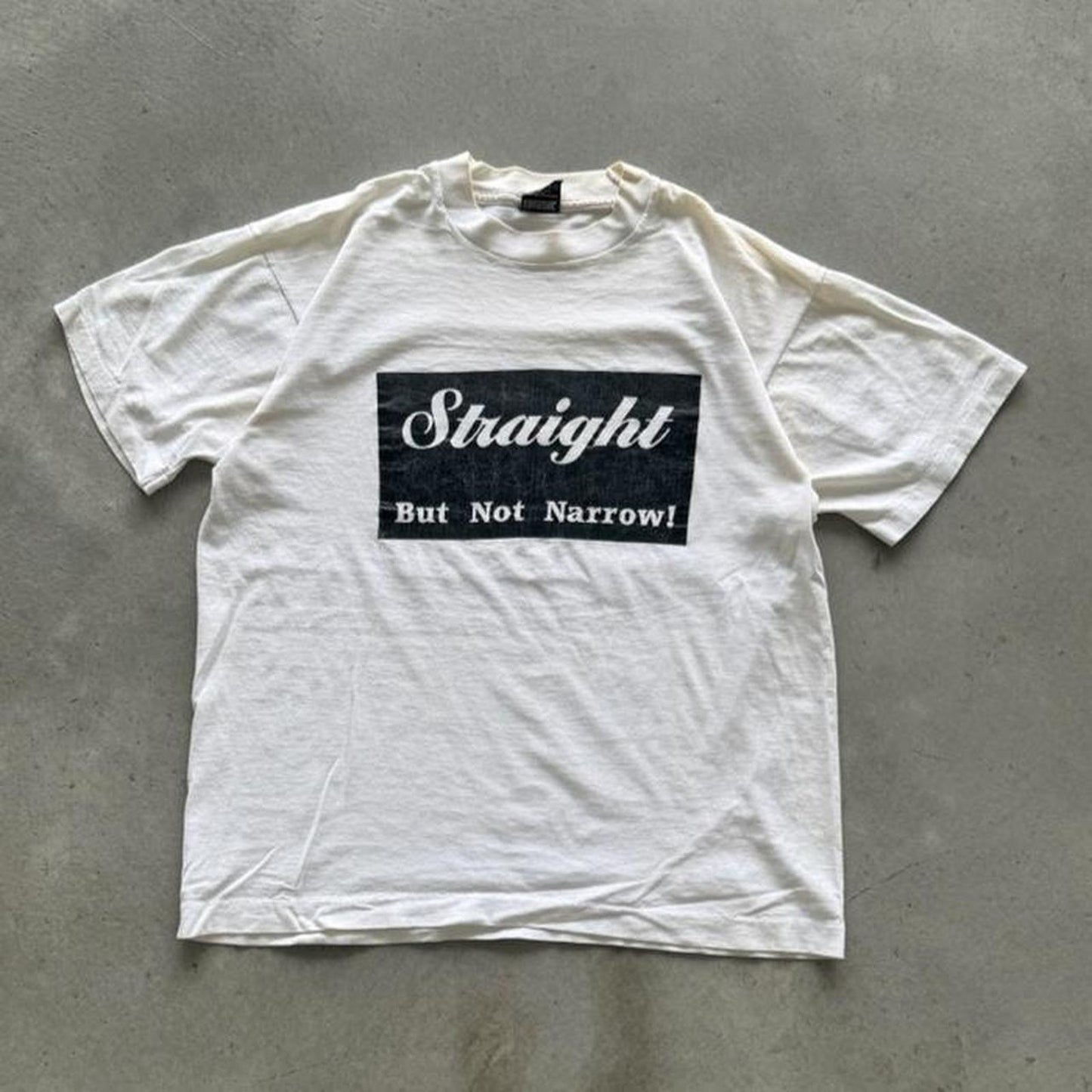 Vintage 90s Straight But Not Never Text Humor T-Shirt - X-Large