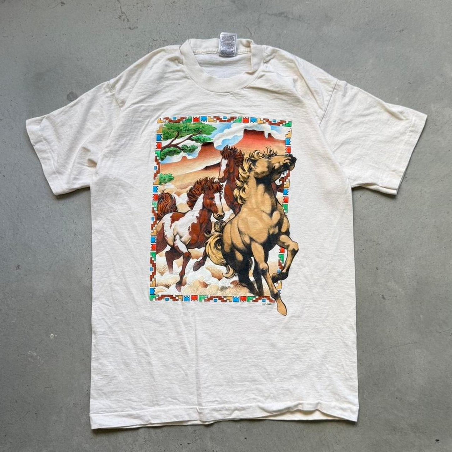 Vintage 90s Horse Animal Art Style T-Shirt - Large