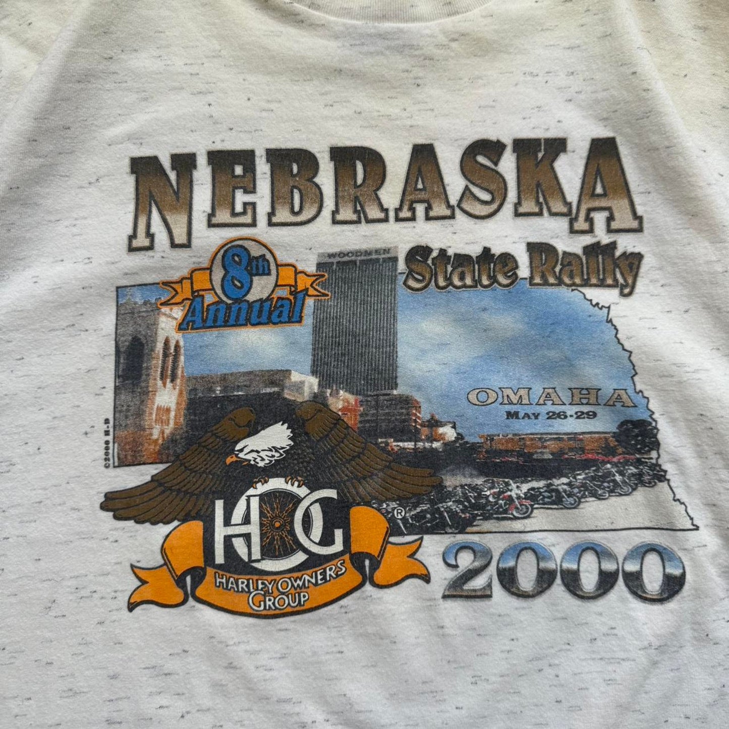 Vintage 2000 Harley Davidson Motorcycles Nebraska State Rally Biker T-Shirt - Large