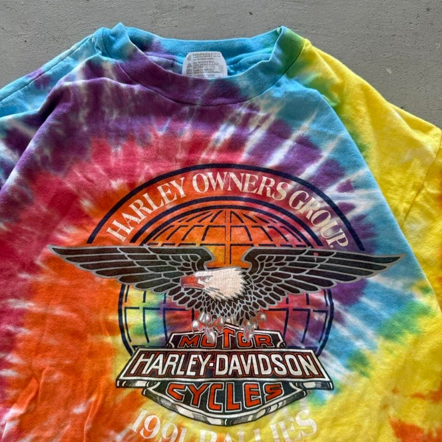 Vintage 90s Harley Davidson Motorcycles Tie Dye Crop Top - Large