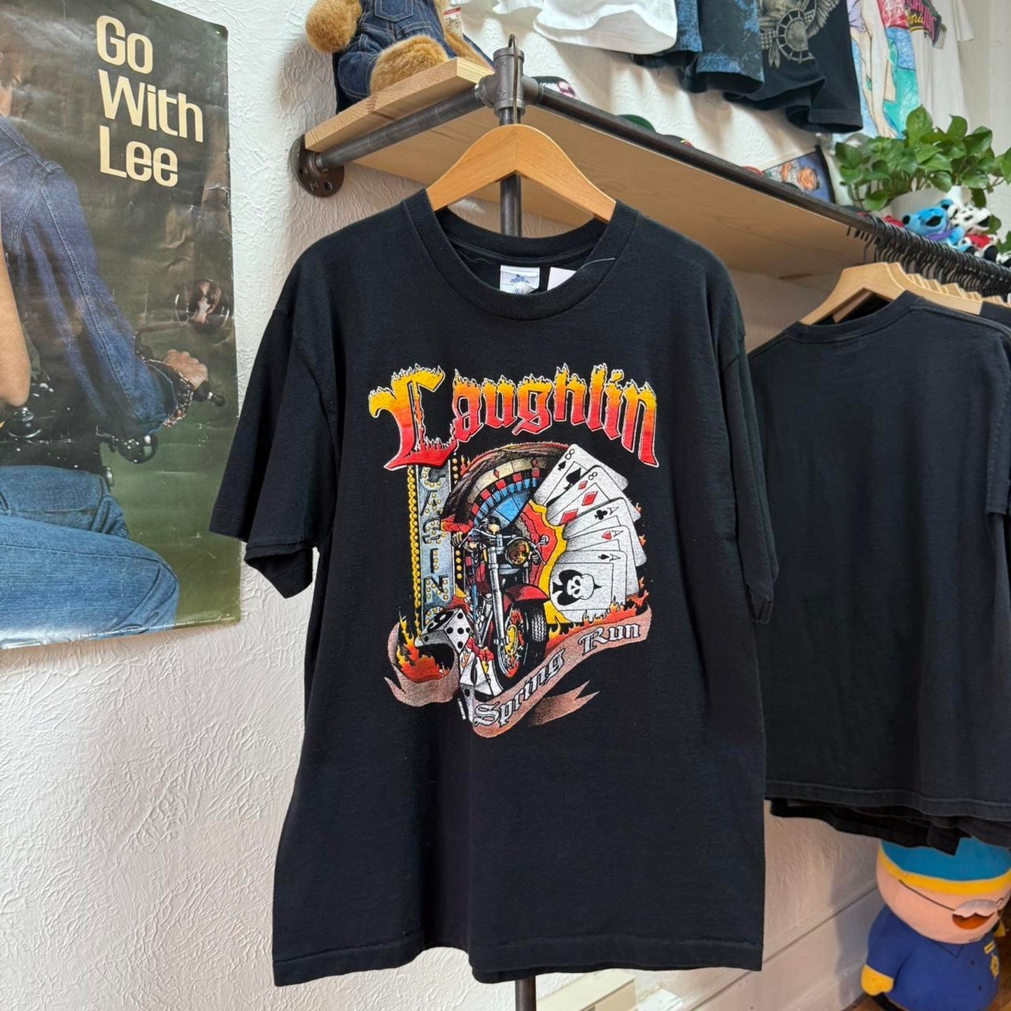 Vintage 90s Laughlin Spring Run Biker Motorcycle T-Shirt - Large