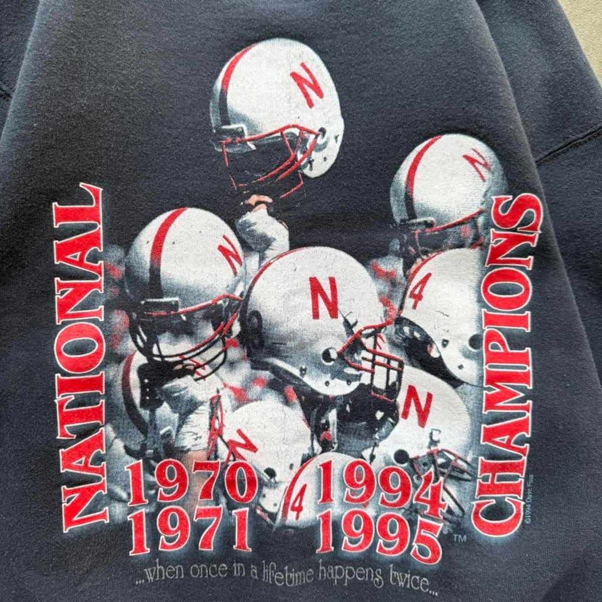 Vintage 90s Nebraska Huskers National Champions Helmet Crewneck - Medium