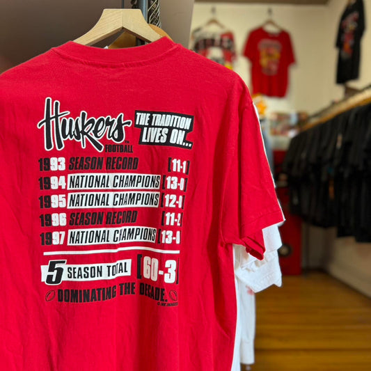 Vintage 90s Nebraska Huskers Football Dominance T-Shirt