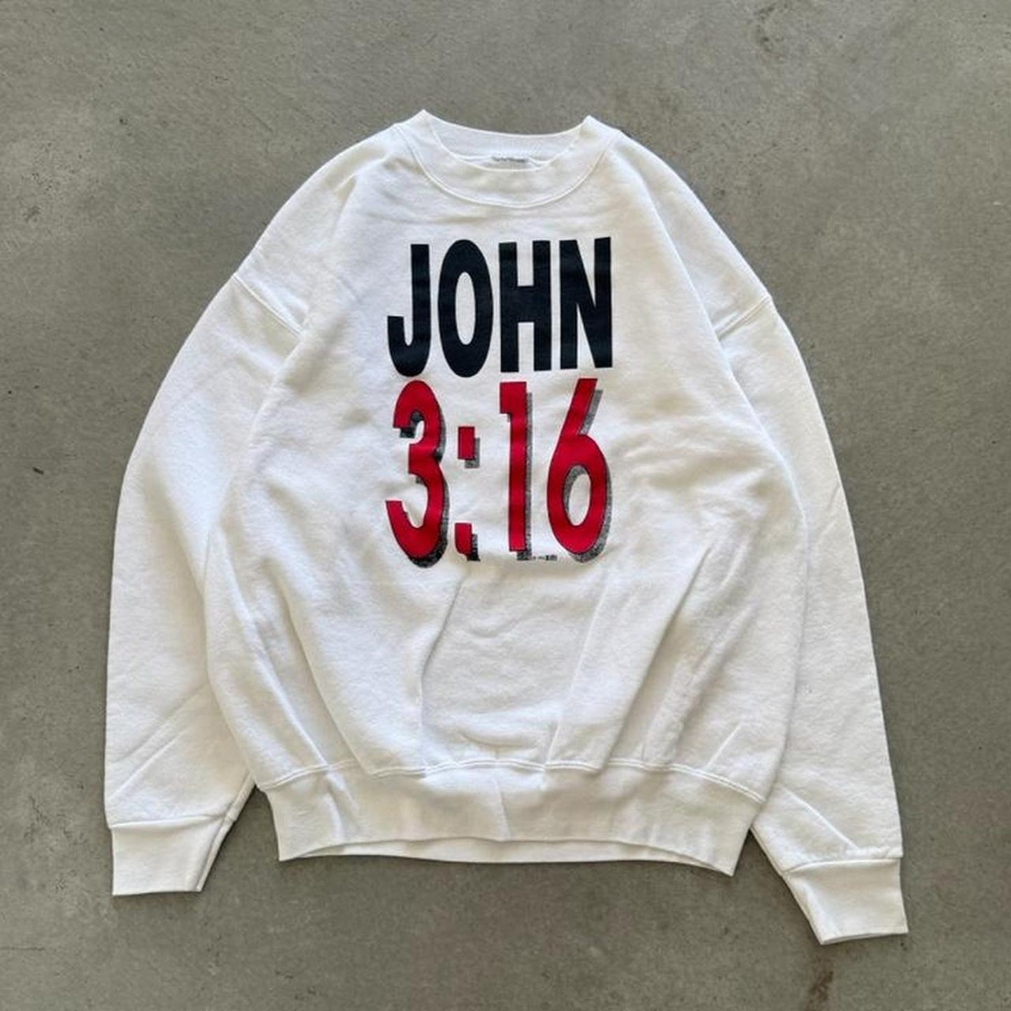 Vintage 90s John 3:16 Bible Verse Jesus Crewneck  - X-Large