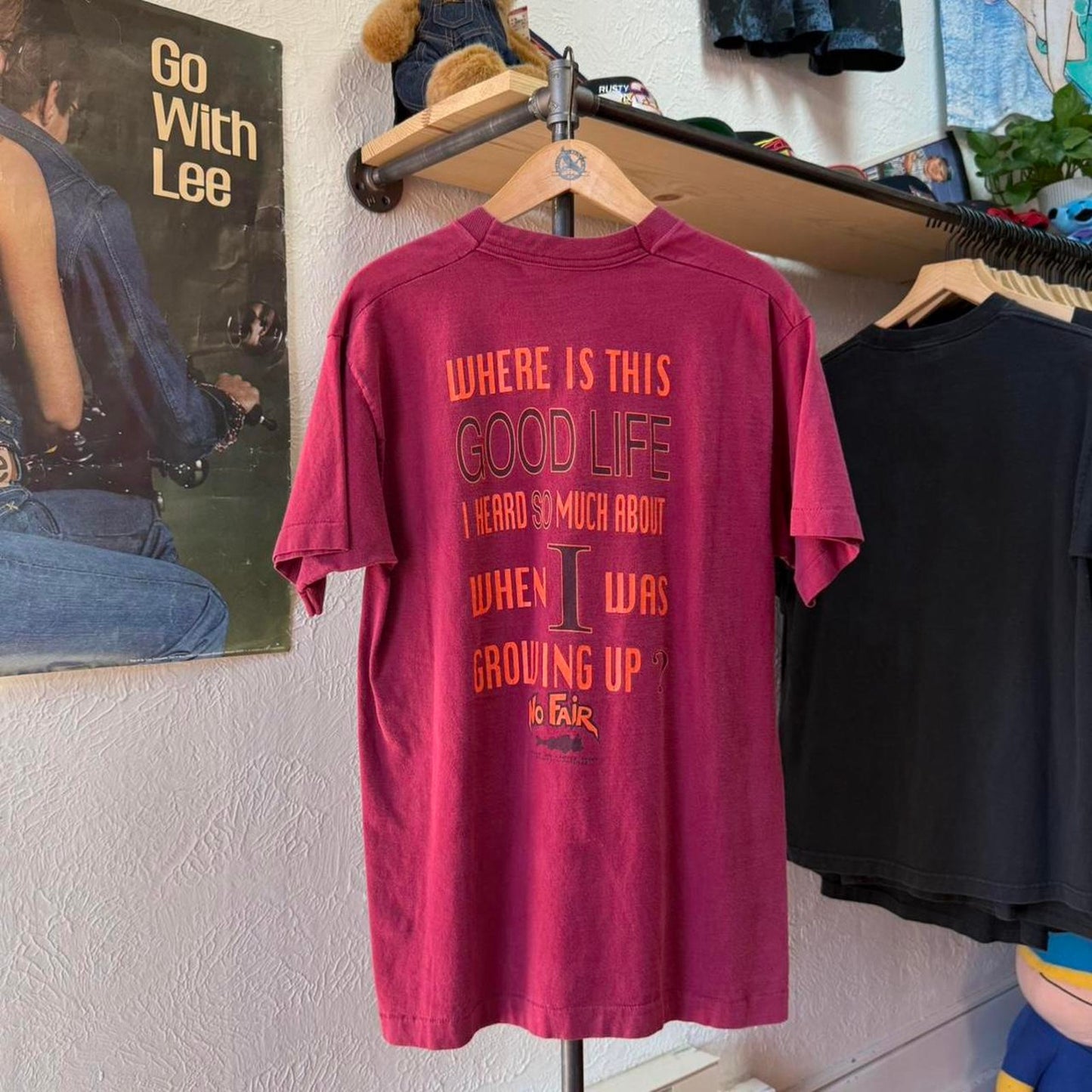 Vintage 90s No Fair Life Wear Text Humor T-Shirt - Large