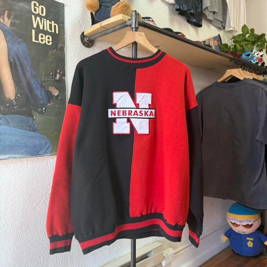 Vintage 90s Nebraska Huskers Split Color Block Crewneck - X-Large