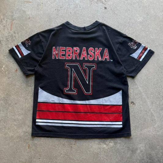 Vintage 90s Nebraska Huskers Gallop All Over Print Rhule T-Shirt - X-Large