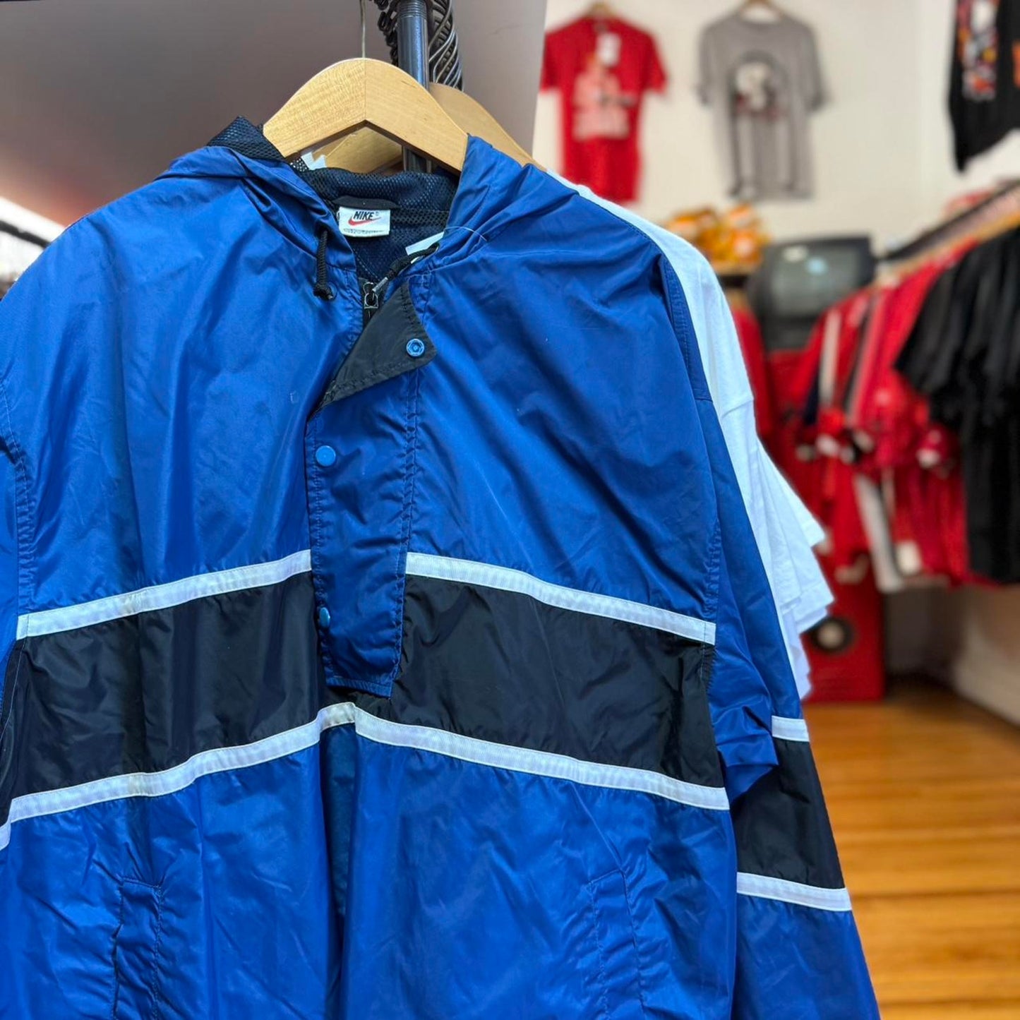 Vintage 90s Nike Swoosh Check Windbreaker Jacket - Large
