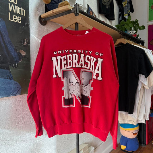 Vintage 90s Nebraska Huskers Big N Football Crewneck - Large