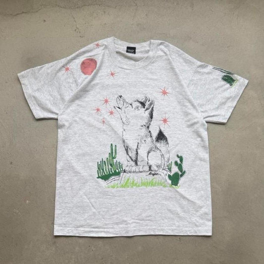 Vintage 90s Wolf Howling Animal Nature T-Shirt - X-Large