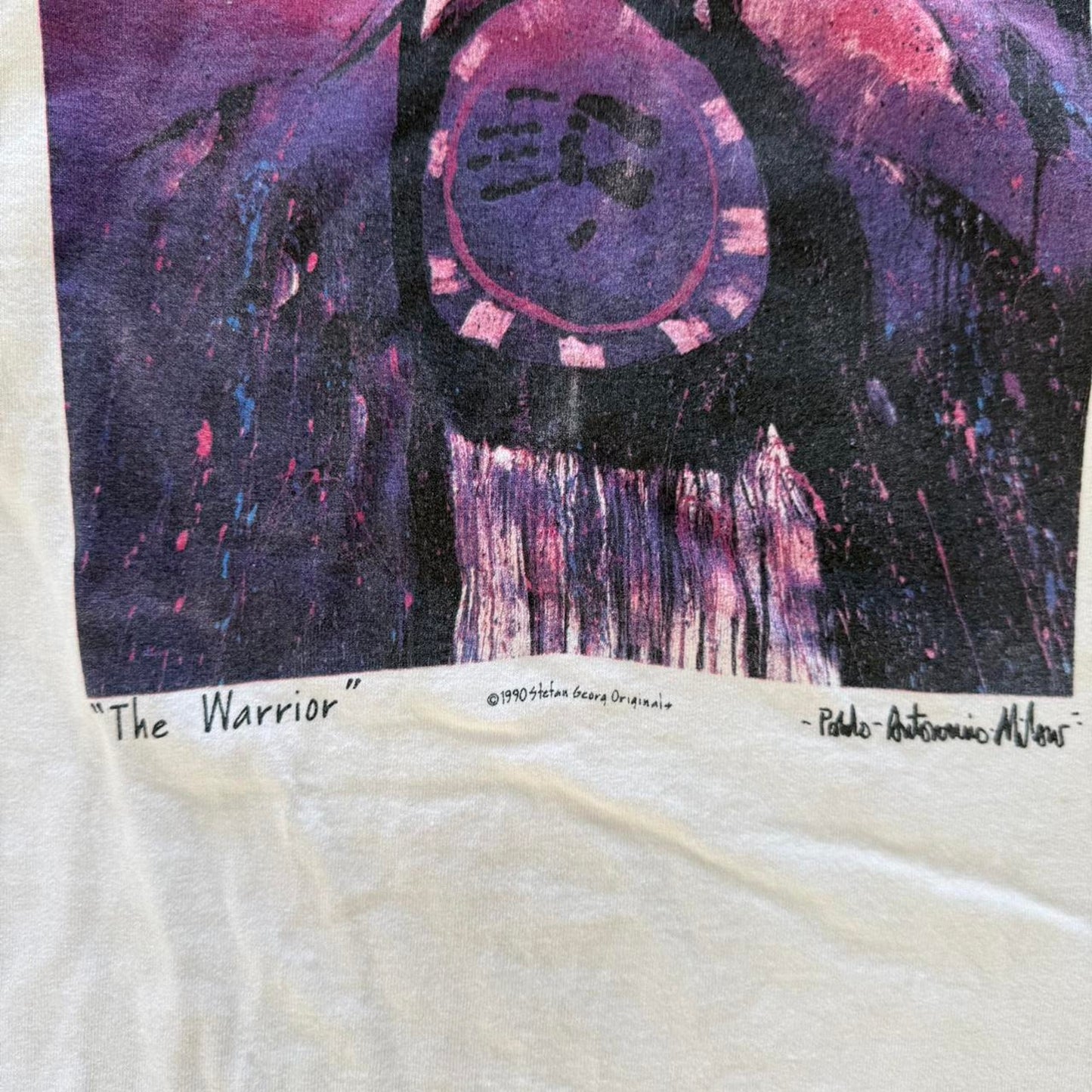 Vintage 90s The Warrior Native American Art T-Shirt - Medium