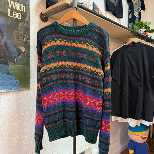 Vintage 90s Patterned Knit Sweater - X-Large
