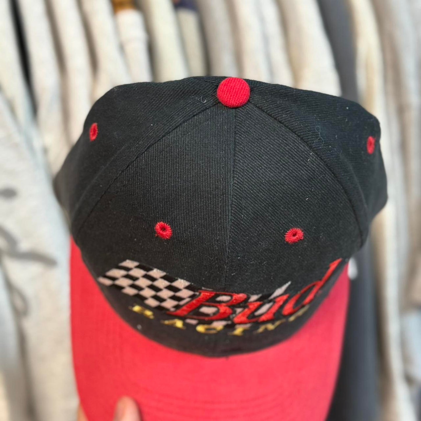 Vintage 90s NASCAR Bud Racing Velcro Cap