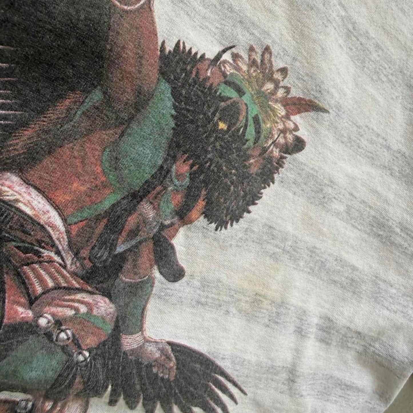 Vintage 90s Eagle Native American Striped T-Shirt - Medium