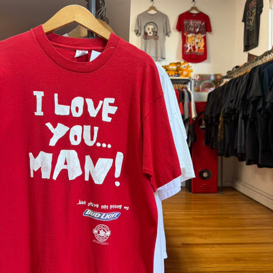 Vintage 90s Budweiser I Love You Man Bud Alcohol T-Shirt