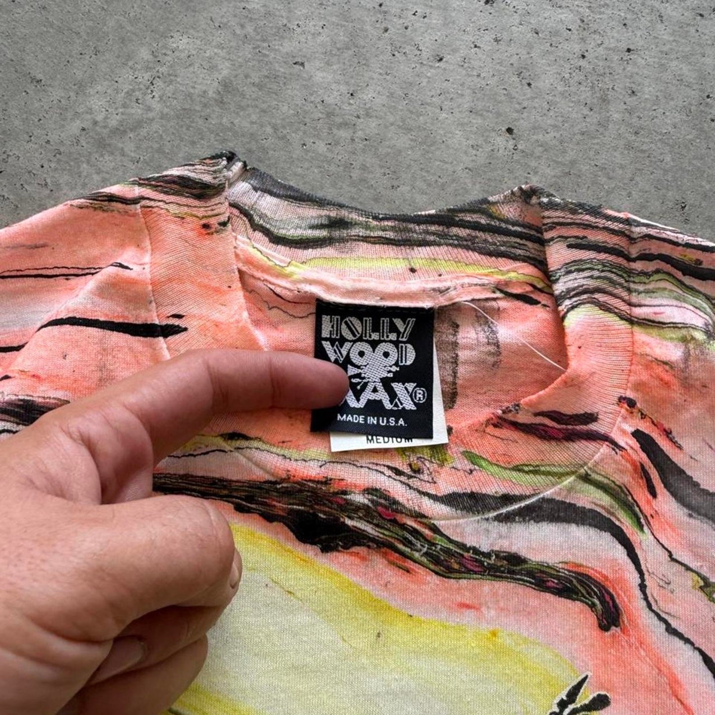 Vintage 90s Surfing Crossing the Delaware Parody Marble Dye T-Shirt - Medium
