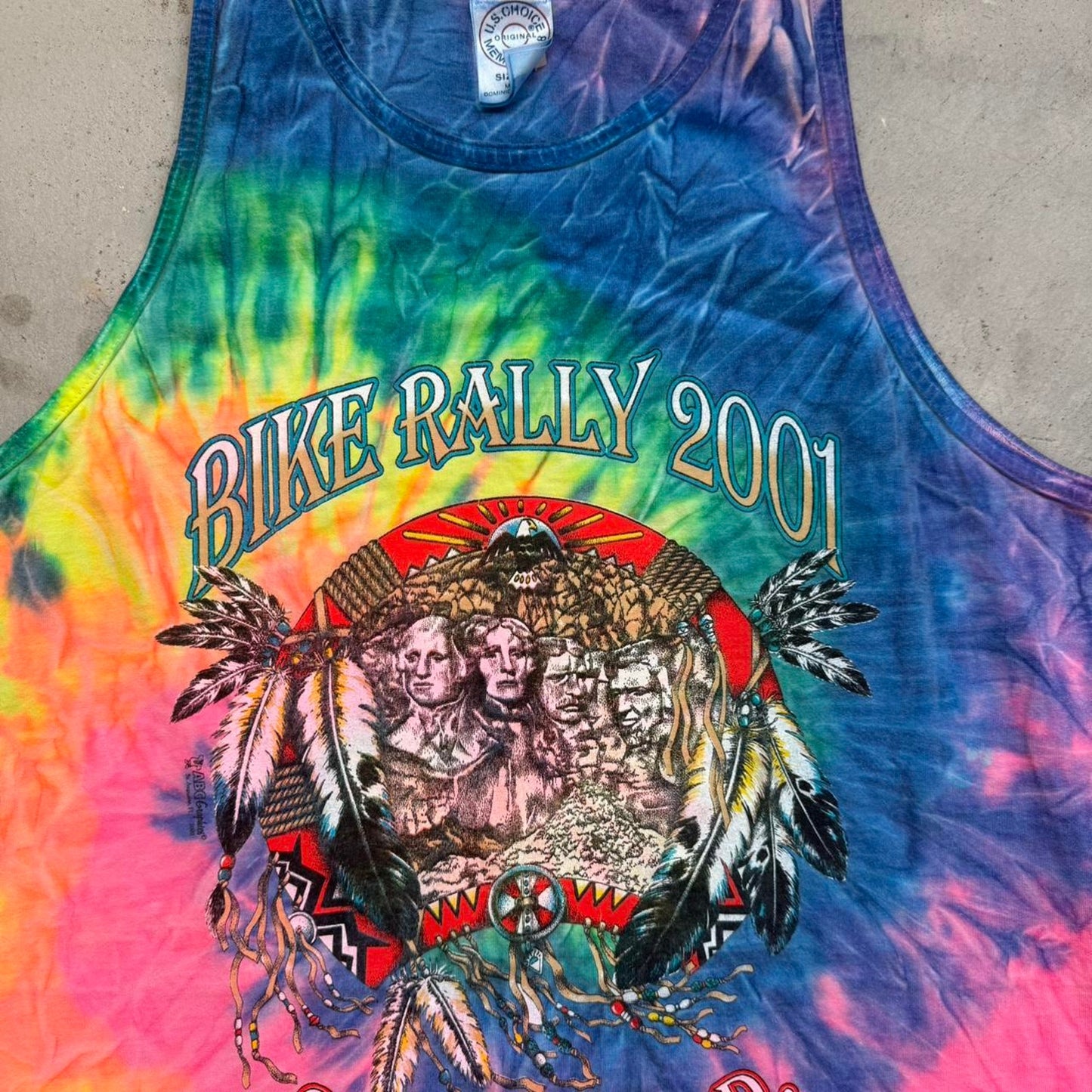 Vintage 2001 Sturgis Bike Week Tie Dye Motorcycle Rally Tank Top - Large