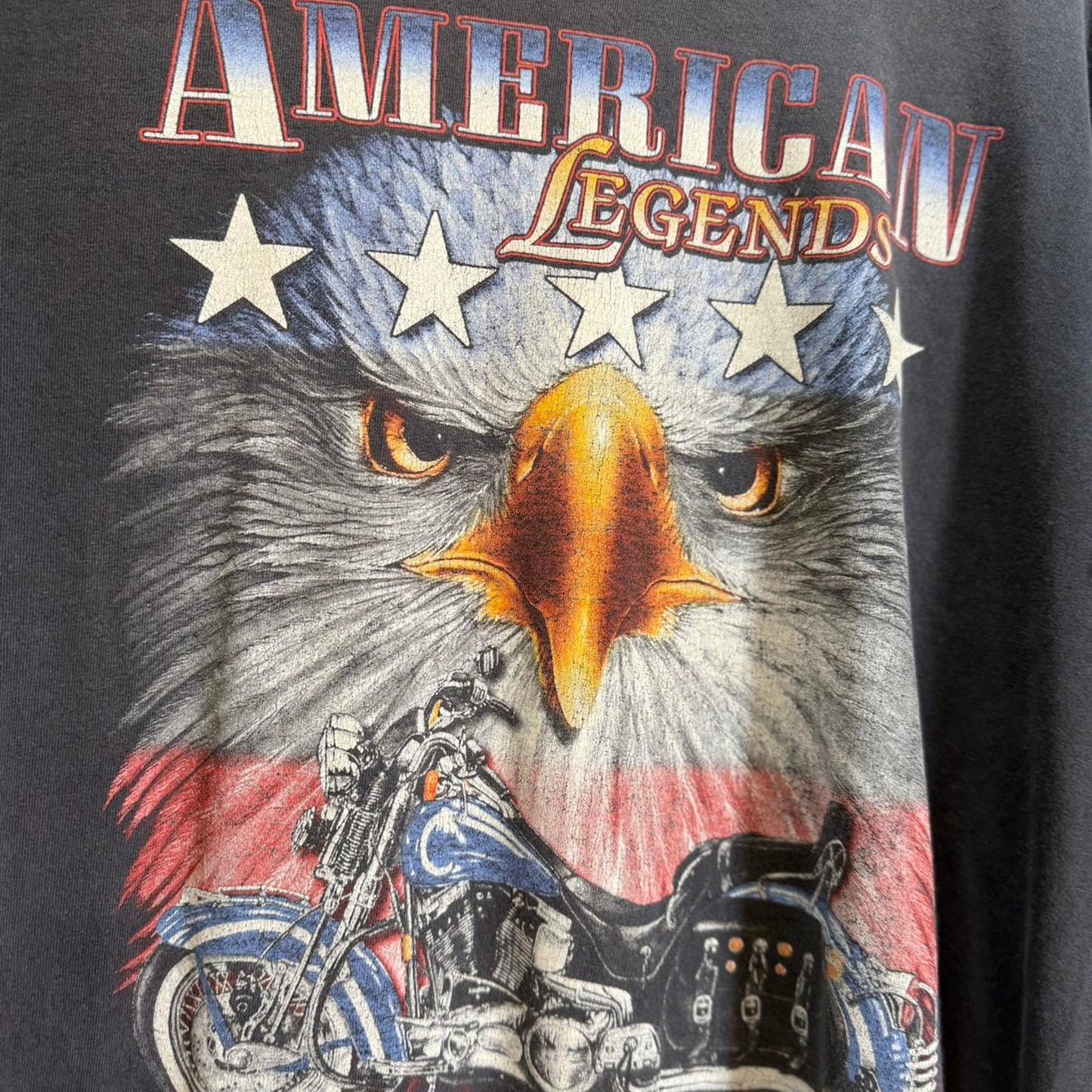 Vintage 90s Sturgis Black Hills Rally Eagle Flame Skull T-Shirt