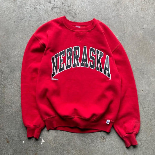 Vintage 90s Russell Athletic Nebraska Huskers Spell Out Crewneck - Medium