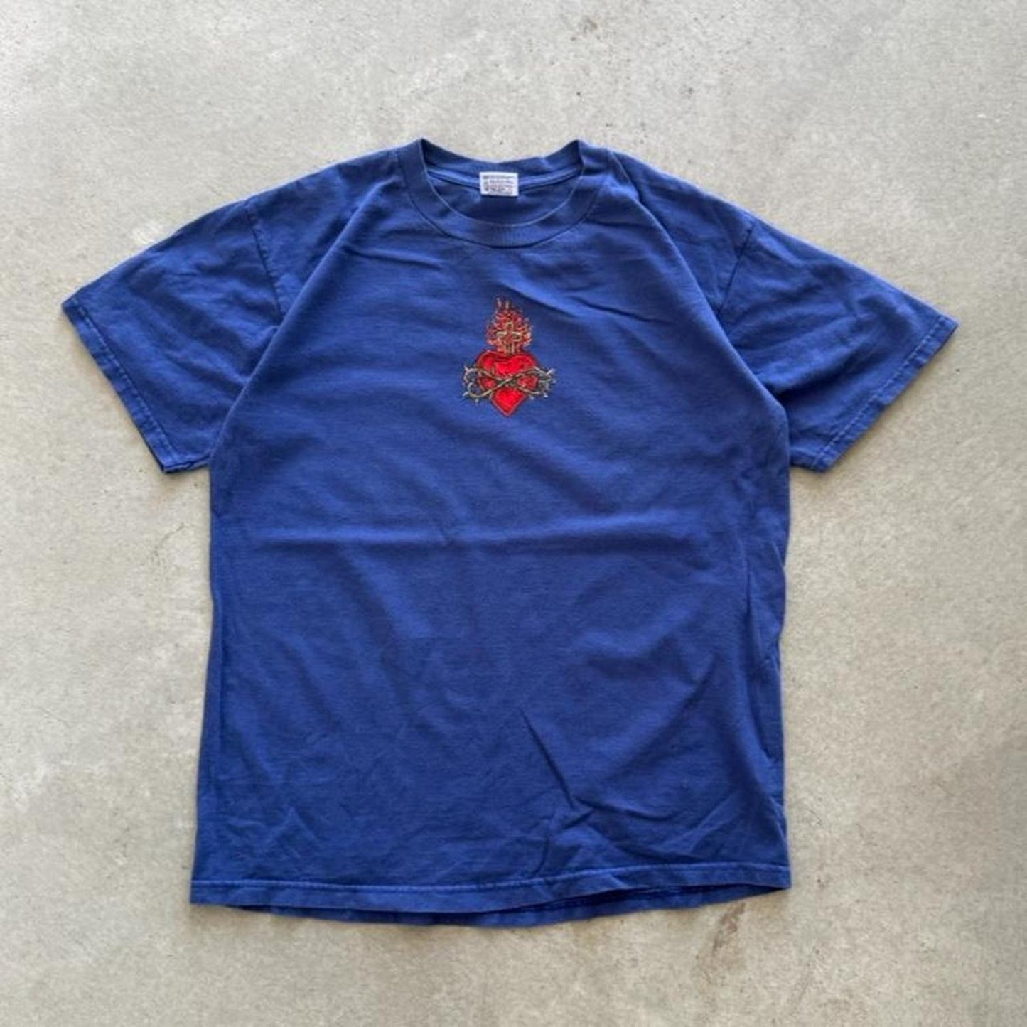 Vintage Tattoo Flame Heart Style T-Shirt - Large