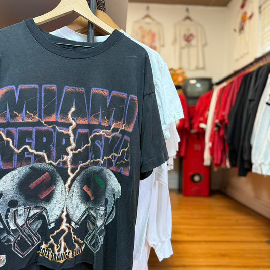 Vintage 90s Nebraska Miami Lightning Husker Football T-Shirt - Large