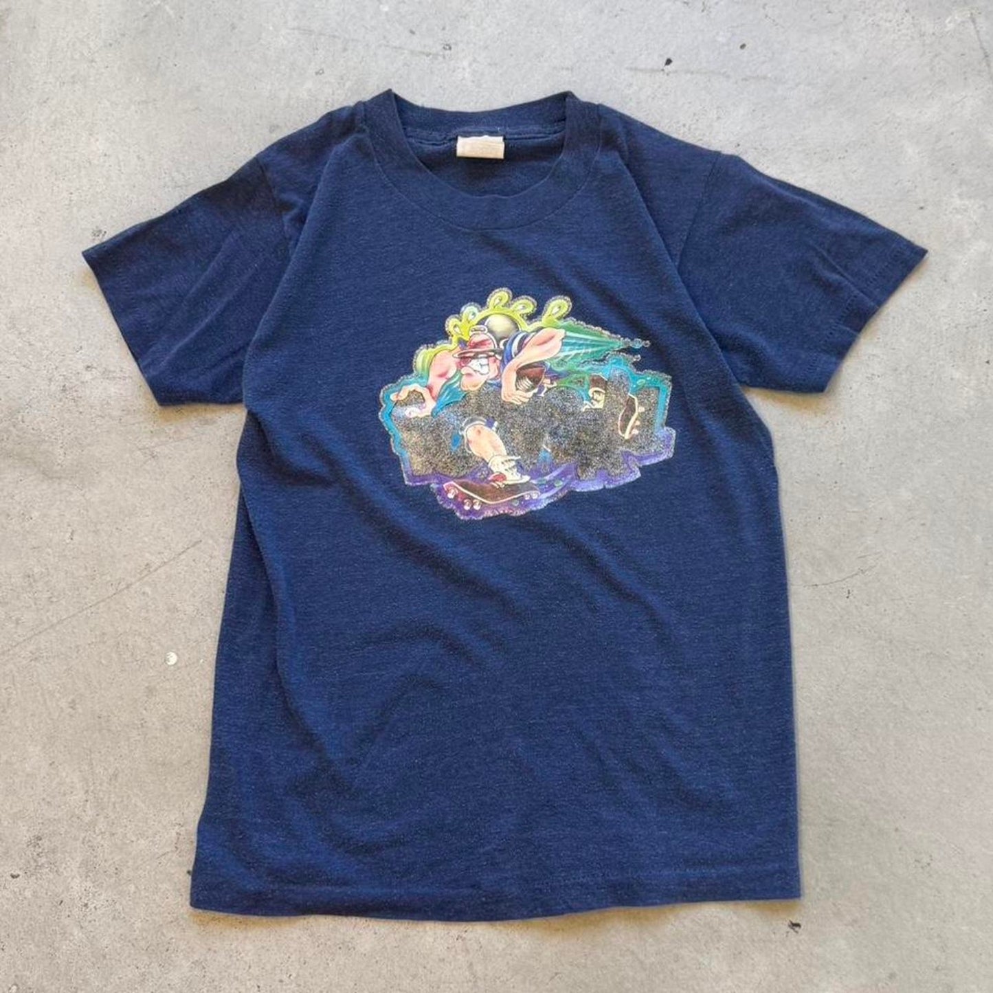 Vintage 70s Football Cartoon T-Shirt - Kids Large 14-16