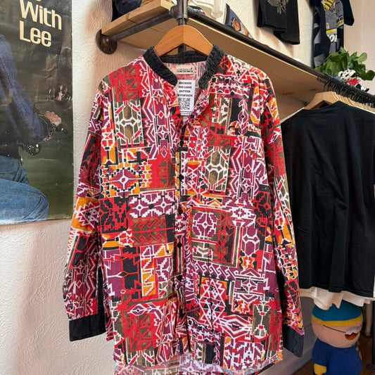 Vintage 90s Funky Disco Patterned Button Up Shirt - X-Large