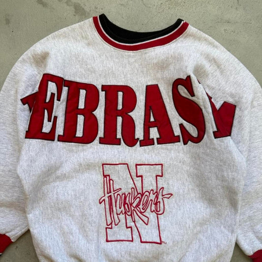 Vintage 90s Nebraska Husker Spell Out Legends Crewneck - Kids Large