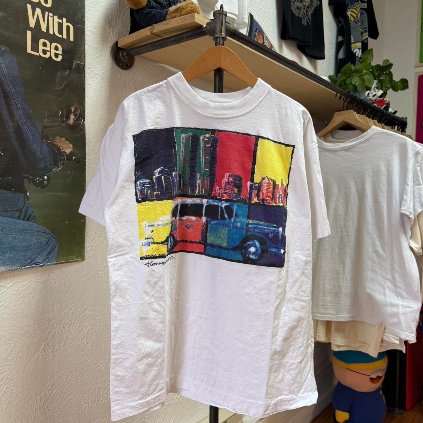 Vintage 90s New York Taxi Cab Art Artist T-Shirt - Large