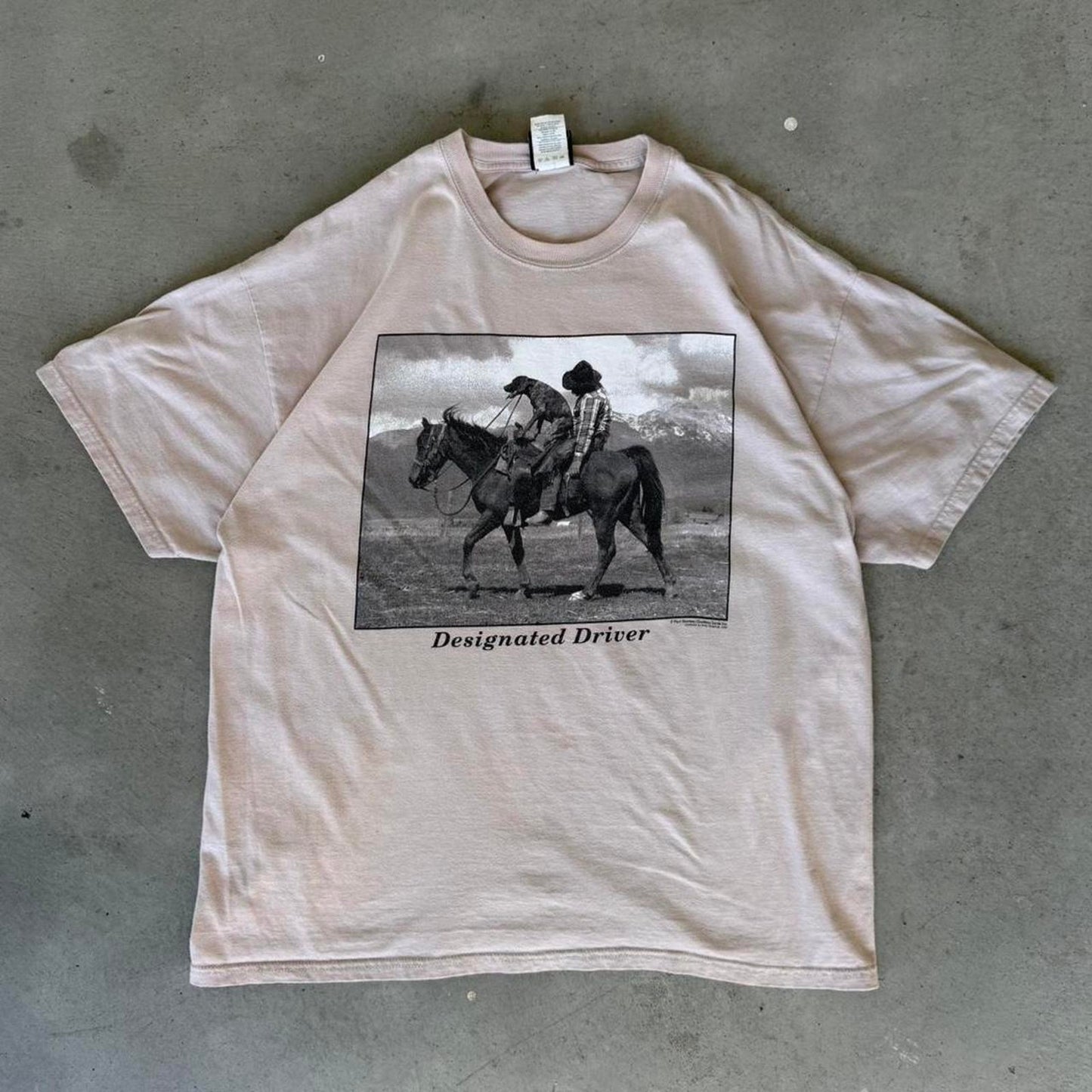Vintage Designated Driver Cowboy Dog Horse Humor T-Shirt - X-Large