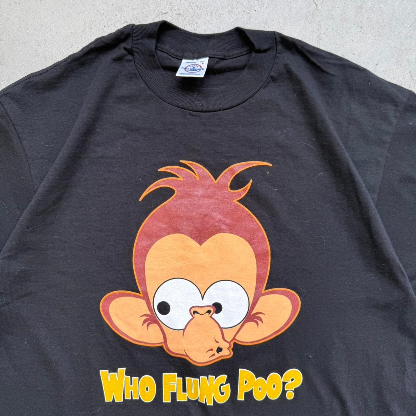 Vintage 90s Who Flung Pop Monkey Humor T-Shirt - Large