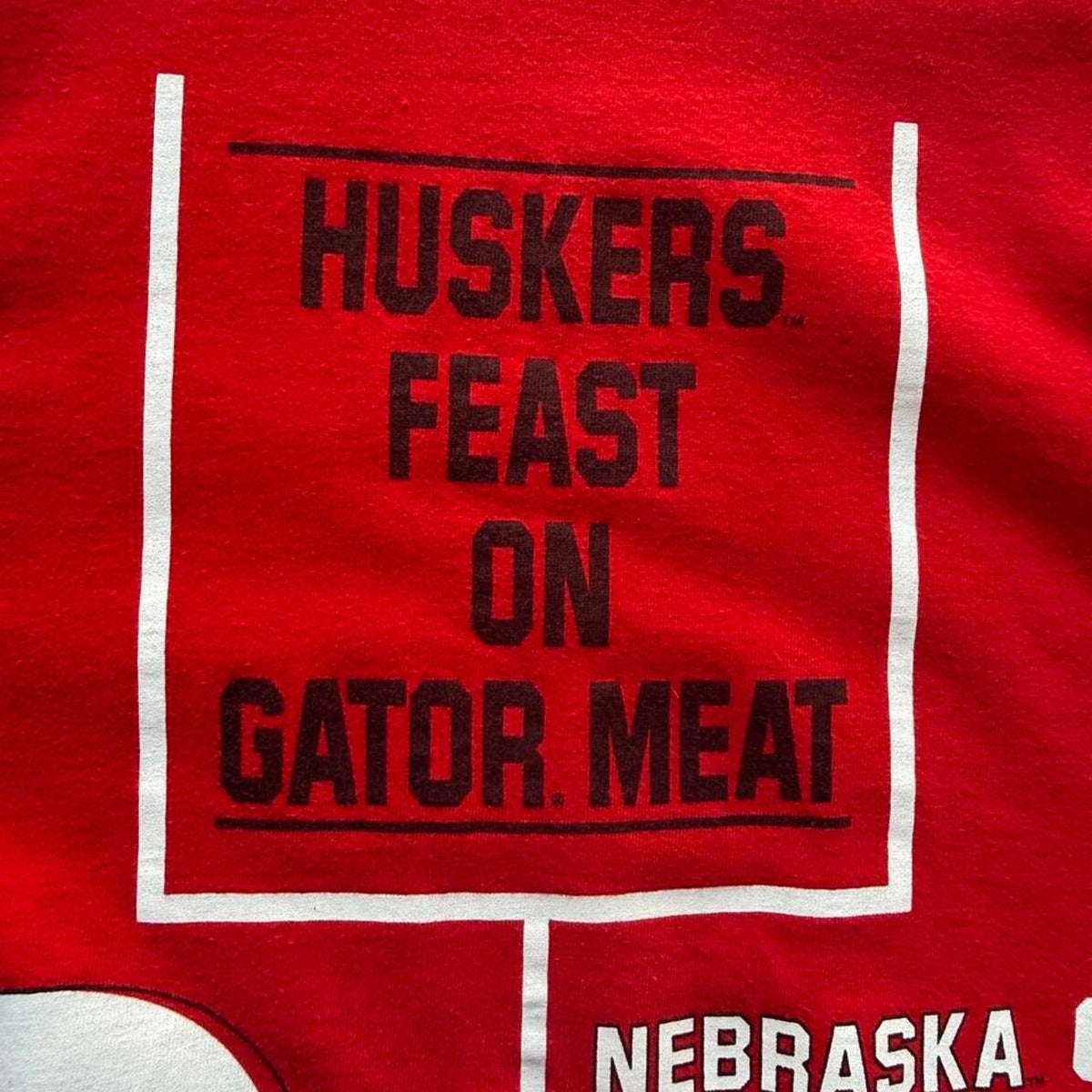 Vintage 90s Nebraska Huskers Feast on Gator Meat T-Shirt - XX-Large