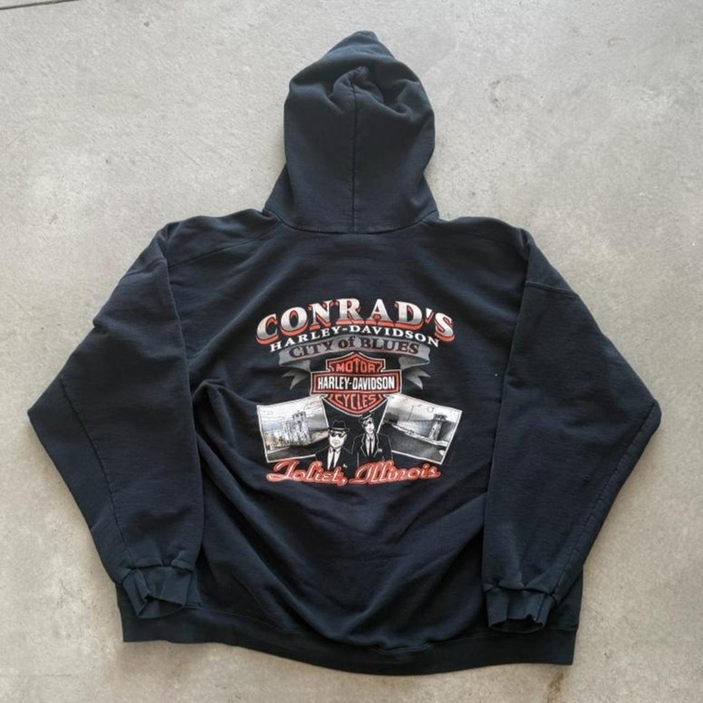 Vintage Harley Davidson Flame Sleeve Bike Zip Up Hoodie - XX-Large
