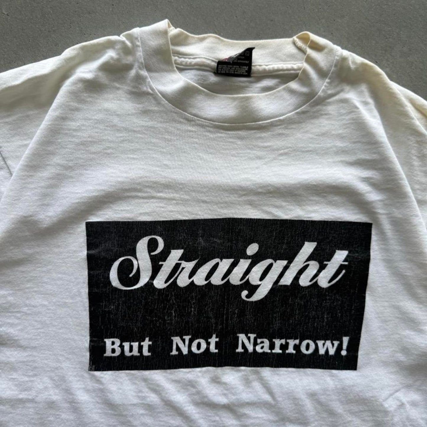 Vintage 90s Straight But Not Never Text Humor T-Shirt - X-Large
