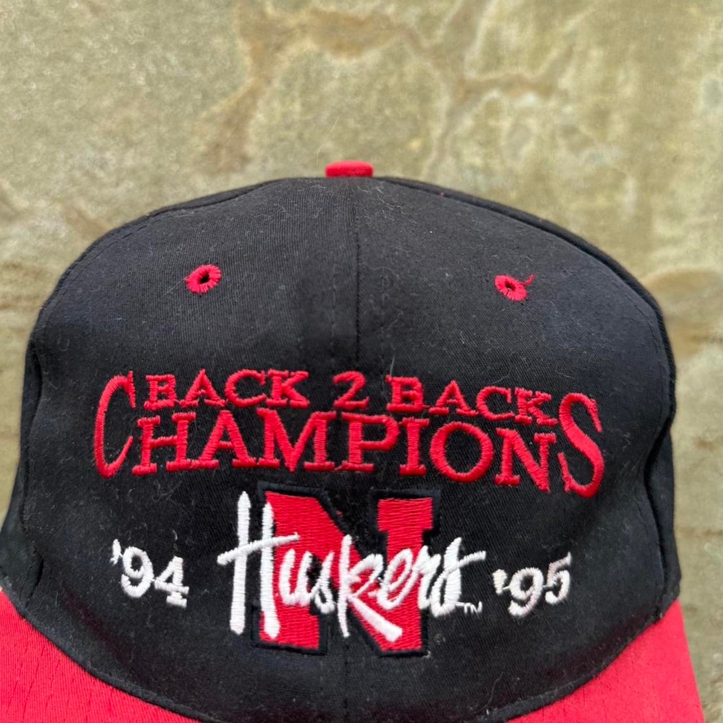 Vintage 1995 Nebraska Huskers Back 2 Back Champions Snapback