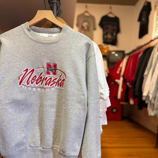 Vintage 90s Nebraska Huskers Embroidered Crewneck - Medium