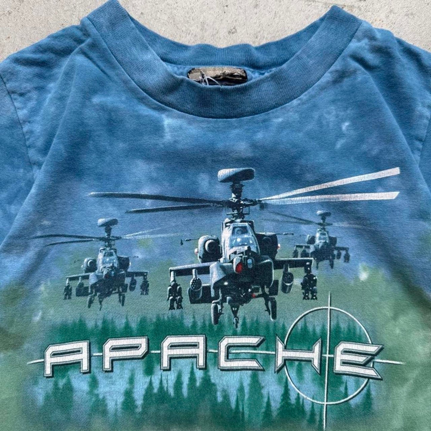 Vintage 90s Liquid Blue Apache Helicopter T-Shirt - Kids 6T