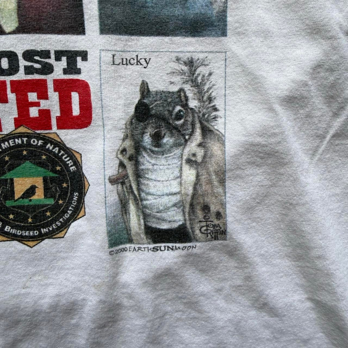 Vintage Y2K Ten Most Wanted Squirrel Poster T-Shirt - X-Large
