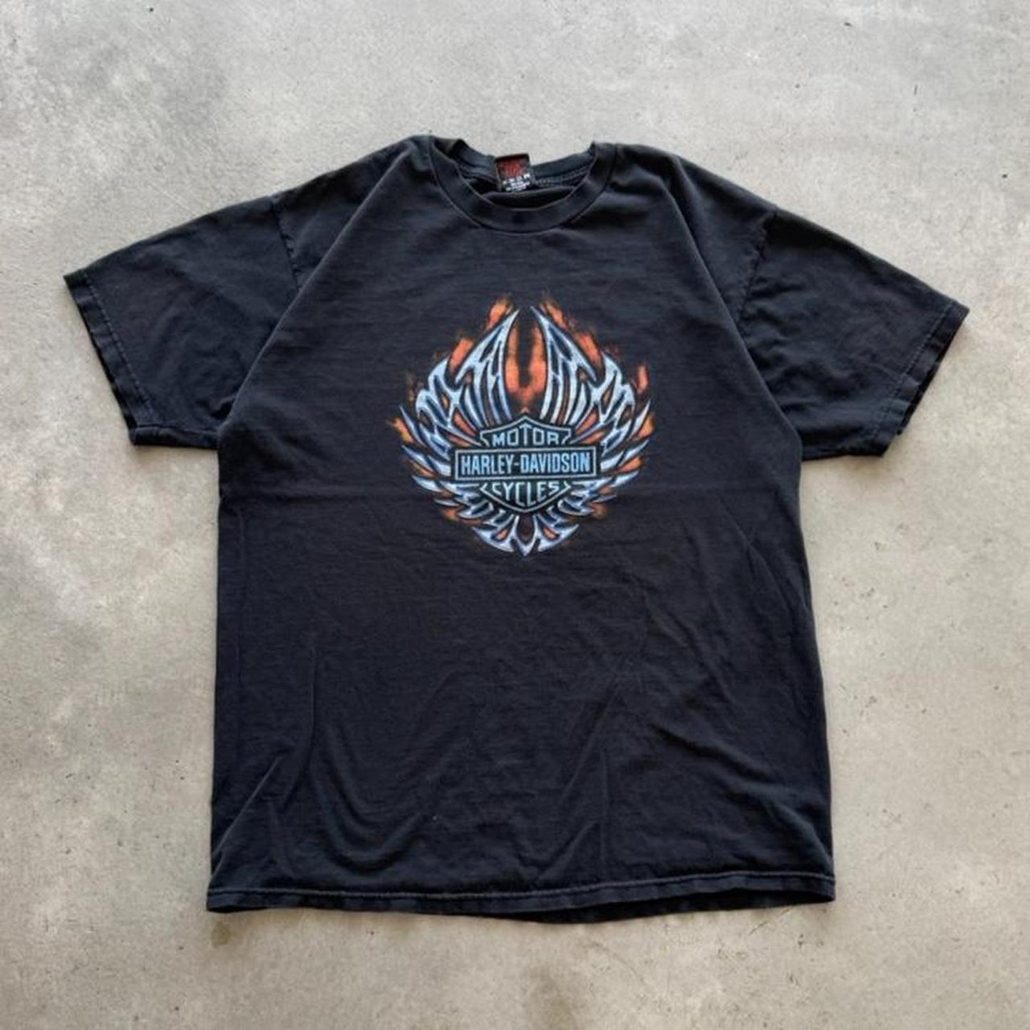 Vintage Harley Davidson Motorcycles Flame Fire T-Shirt - X-Large