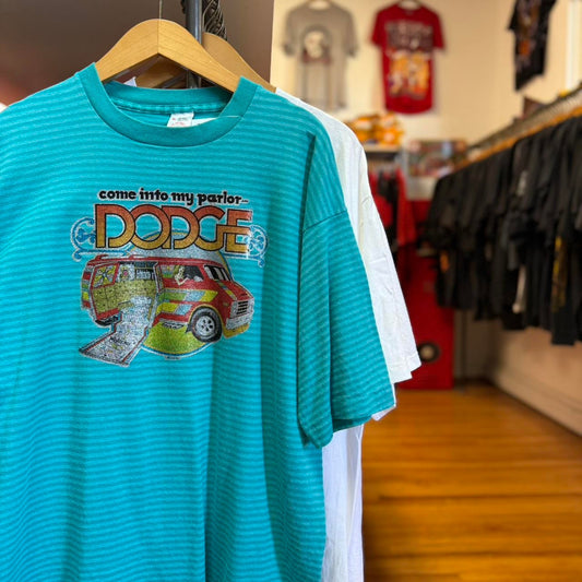 Vintage Dodge Van Striped Glitter Print T-Shirt