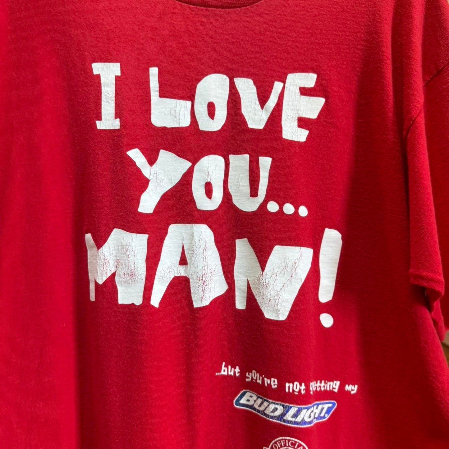 Vintage 90s Budweiser I Love You Man Bud Alcohol T-Shirt