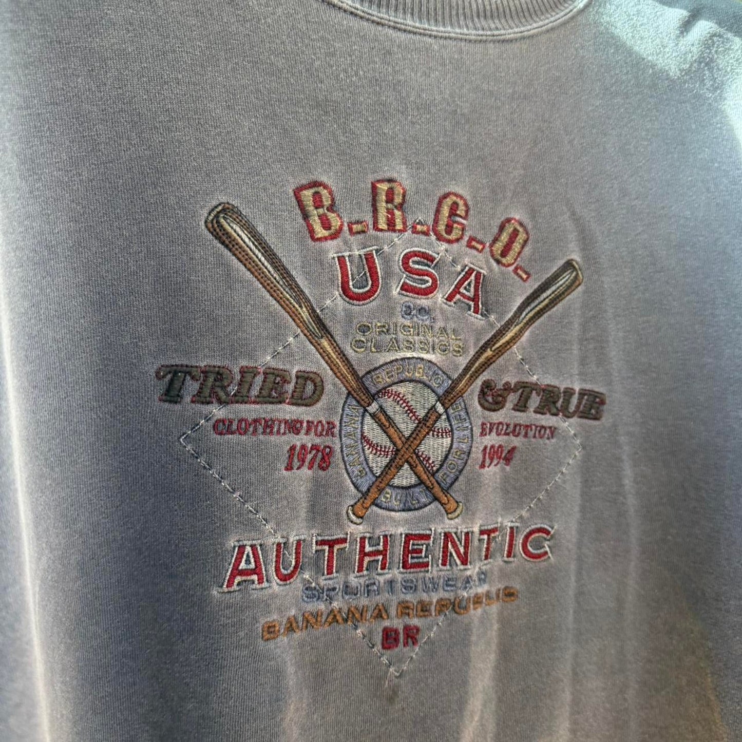 Vintage 90s Banana Republic Authentic Sportswear Embroidered Crewneck - Large